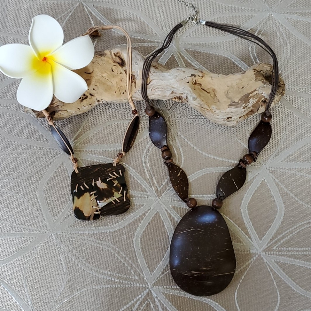 Lot of 2 Coconut Shell Necklaces!